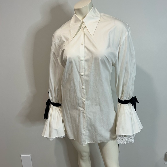 Marcella NYC Tops - Elegant White Button Down Shirt with Black bow by Marcella NY❤️4